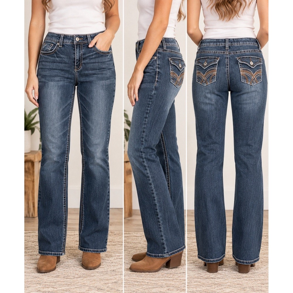 Cato Premium Jeans Womens 10P Bootcut Y2K Western Embroidered Flap Pocket 28"